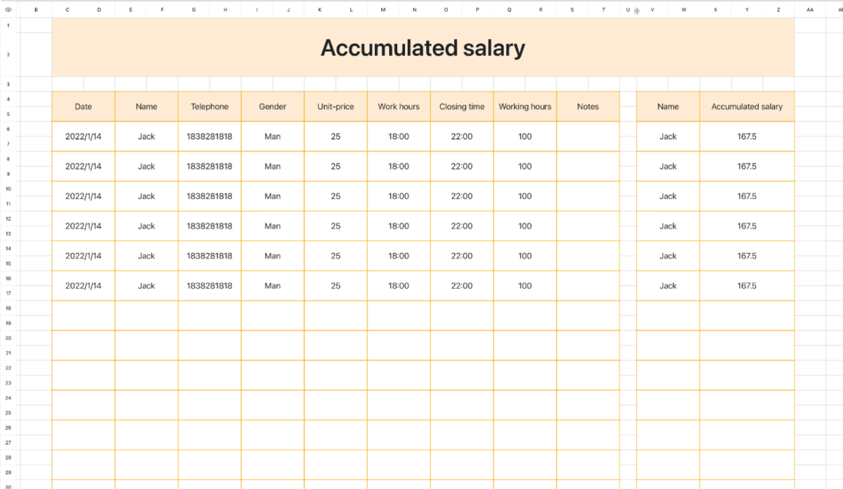 Accumulated salary